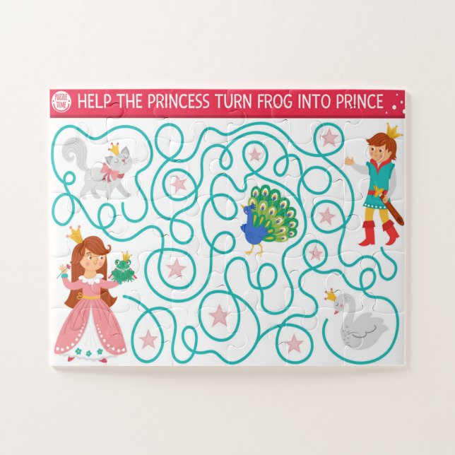 Quebra-cabeça Ajude A Princesa A Transformar O Sapo Em Um Prínci (Horizontal)