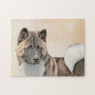 Quebra-cabeça Akita Painting - Bela Arte Canina Original