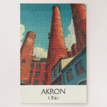 Akron Ohio Poster de viagens Vintage City Skyline 