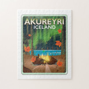 Quebra-cabeça Akureyri poster de viagens da Islândia