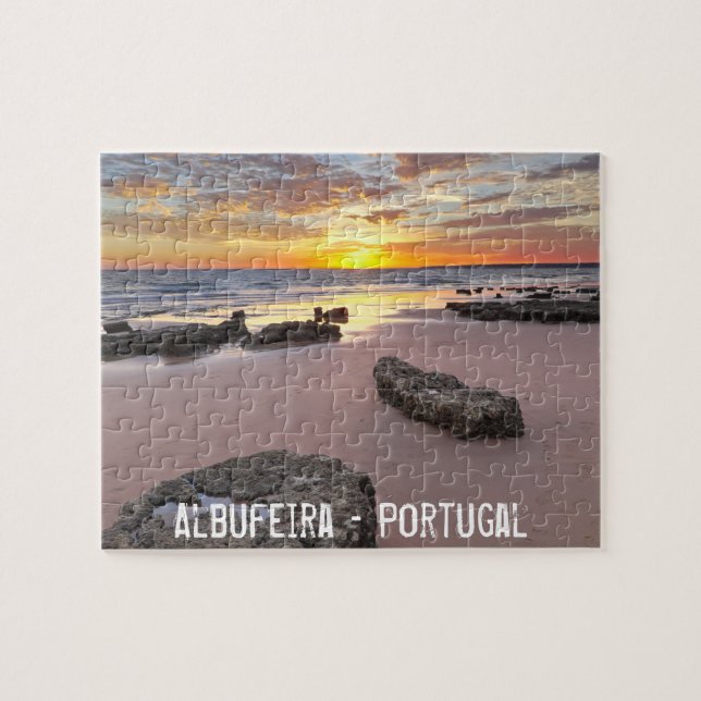 Quebra-cabeça Albufeira - Portugal. Férias de Verão em Algarve (Horizontal)