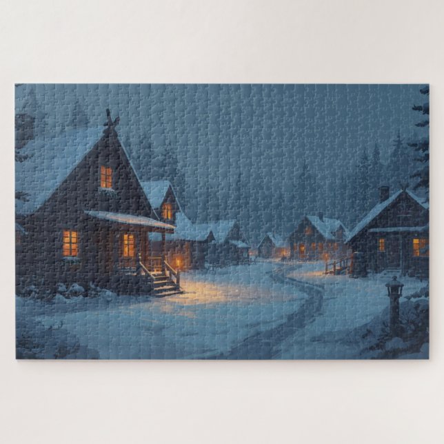 Quebra-cabeça Aldeia de Inverno Nórdica Puzzle (Horizontal)