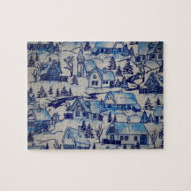 Aldeia de Natal Azul Vintage