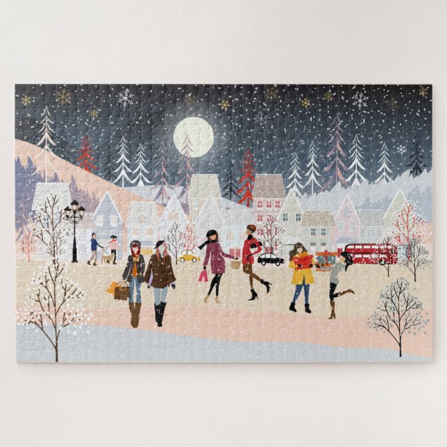 Quebra-cabeça Aldeia de Natal das Férias de inverno (Horizontal)