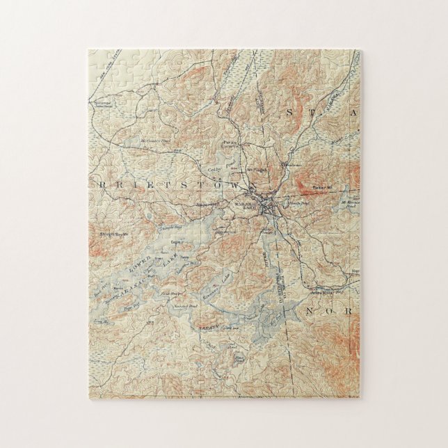 Quebra-cabeça Aldeia e área do lago Saranac em Adirondacks (Vertical)