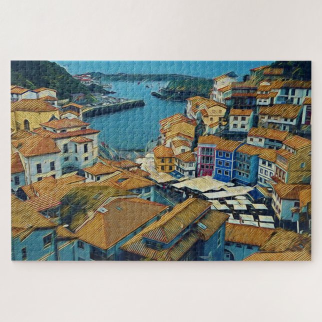 Quebra-cabeça Aldeia Espanhola - Cudillero (Horizontal)
