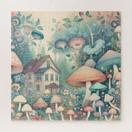 Quebra-cabeça Aldeia Whimsical bonito de Núcleo de Algodão