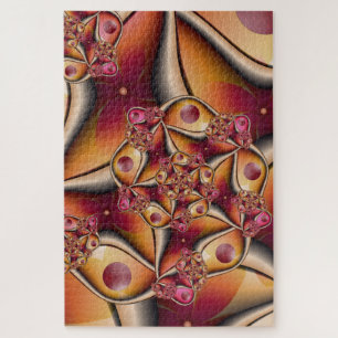 Quebra-cabeça Alegria Colorida Abstrata Fantasia Vermelha Laranj