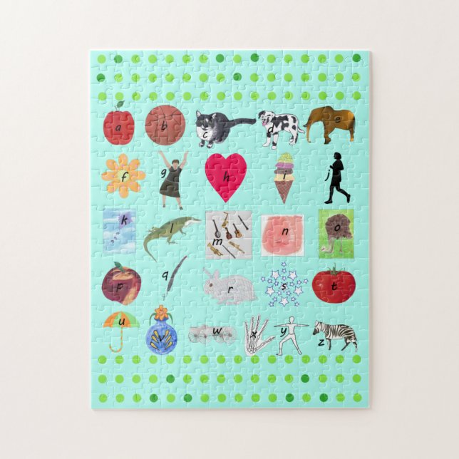 Quebra-cabeça alfabéticos com imagens e letras (Vertical)