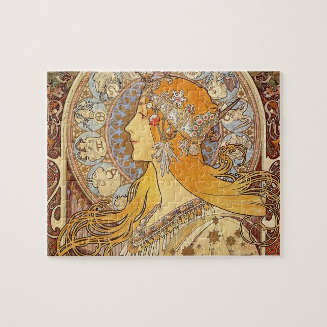 Quebra-cabeça Alfonse Mucha Zodiac Art Nouveau Mulher (Horizontal)
