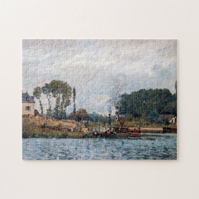 Quebra-cabeça Alfred Sisley - Barcos na Eclusa de Bougival (Horizontal)