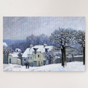 Quebra-cabeça Alfred Sisley Place du Chenil em Marly, neve