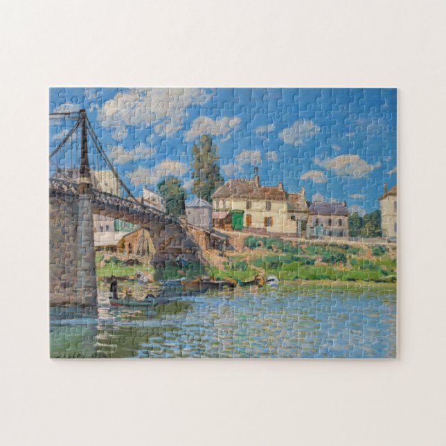 Quebra-cabeça Alfred Sisley - Ponte em Villeneuve-la-Garenne (Horizontal)