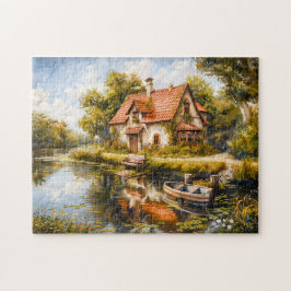 Quebra-cabeça Algodão Lakeside com Rowboat