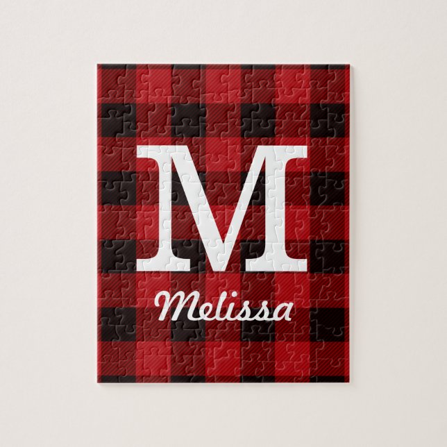 Quebra-cabeça Algodão primitivo Lumberjack Xadrez de búfalo verm (Vertical)