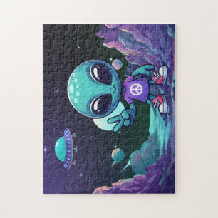 Quebra-cabeça Alienígena de paz e nave espacial