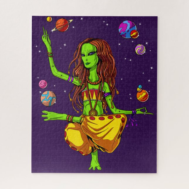 Quebra-cabeça Alienígena Espacial Meditação Hippie Yoga Zen Psic (Vertical)