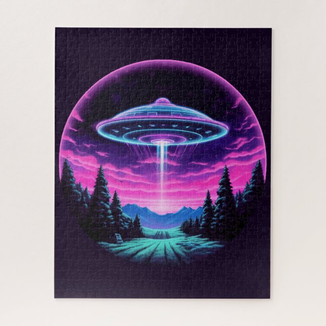 Quebra-cabeça Alienígena Espacial Retrofuturista (Vertical)