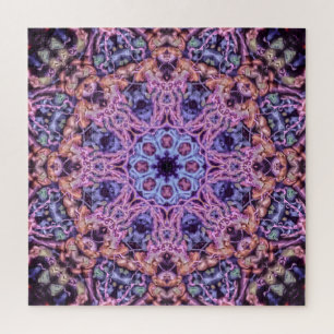 Quebra-cabeça Alienígena Psicodélico Roxo Caleidoscópico Mandala