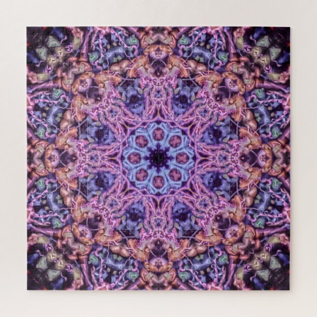 Quebra-cabeça Alienígena Psicodélico Roxo Caleidoscópico Mandala (Vertical)
