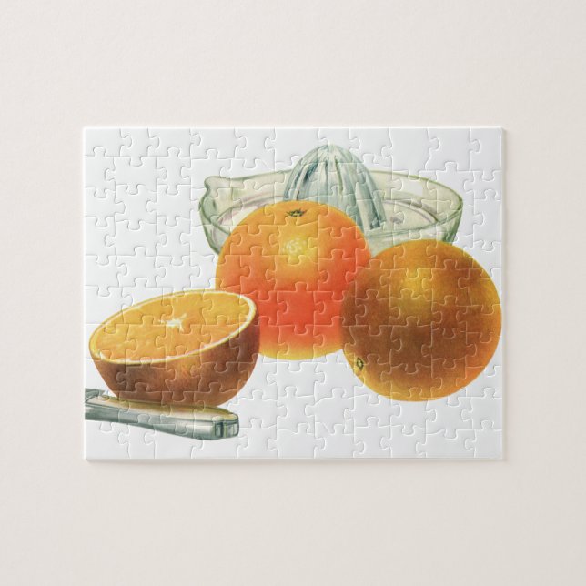 Quebra-cabeça Alimentação Vintage Fruta, Laranjas Maduras Esprem (Horizontal)
