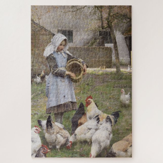 Quebra-cabeça Alimentando os frangos (por Walter Frederick Osbor (Vertical)