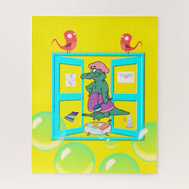 Quebra-cabeça Alligator Birds Bubble Bath (Vertical)