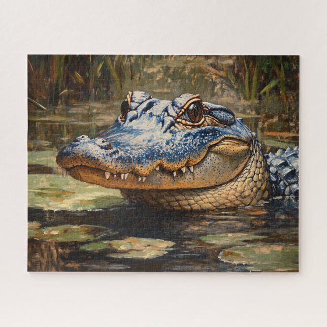 Quebra-cabeça Alligator na Arte da Vida Selvagem de Everglades (Horizontal)