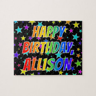 Quebra-cabeça "ALLISON" Primeiro Nome, Diversão "FELIZ ANIVERSÁR