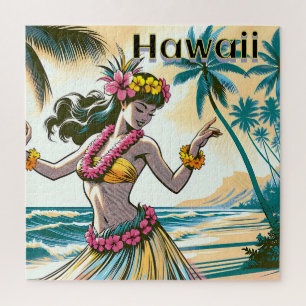 Quebra-cabeça Aloha   Dançarino Hawaii Hula na praia