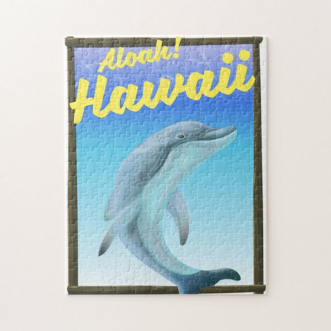 Quebra-cabeça Aloha! Havaí! Cartaz de viagem de golfinho (Vertical)