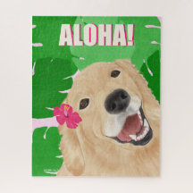 Aloha Palm Deixa Ouro Retriever Jigsera Quebra-cab