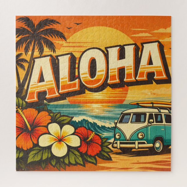 Quebra-cabeça Aloha Tropical Island Sunset Artwork (Vertical)