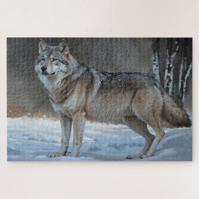 Quebra-cabeça Alpha Timber Wolf Art (Horizontal)
