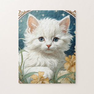 Quebra-cabeça Alphonse Mucha Art Nouveau Kitten