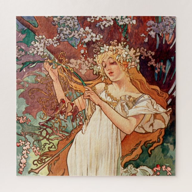 Quebra-cabeça Alphonse Mucha, As Estações (1896) Primavera (Vertical)