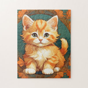 Quebra-cabeça Alphonse Mucha Style Orange Cat