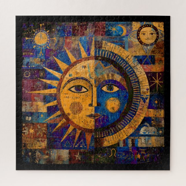 Quebra-cabeça Alquimia Mística Celestial Sol Lua (Vertical)