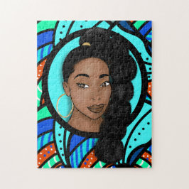 Quebra-cabeça Alto Puff Ponytail, Beleza Natural, Abstrato Azul