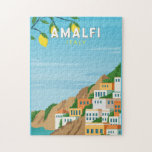 Quebra-cabeça Amalfi Itália Retro Viagem Art Vintage<br><div class="desc">Design de arte vetorial Amalfi. Amalfi é uma cidade que se encontra num cenário natural dramático,  abaixo de penhascos íngremes,  na costa sudoeste de Itália.</div>