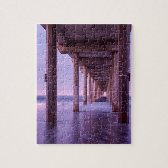 Quebra-cabeça Amanhecer Roxo no Pier de Scripps (Vertical)