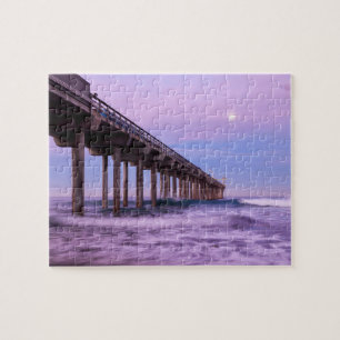 Quebra-cabeça Amanhecer roxo sobre o píer, Califórnia