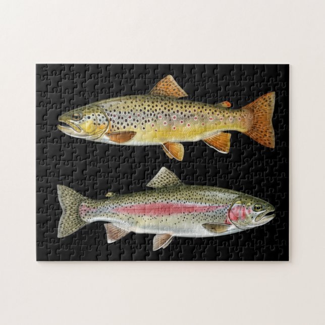 Quebra-cabeça Amante da Pesca – Design de Pesca de Truta (Horizontal)