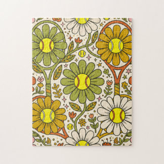 Quebra-cabeça Amante de Tênis Floral Retro Groovy