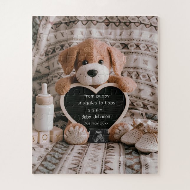 Quebra-cabeça Amantes de cachorrinhos fofos anúncio de gravidez (Vertical)