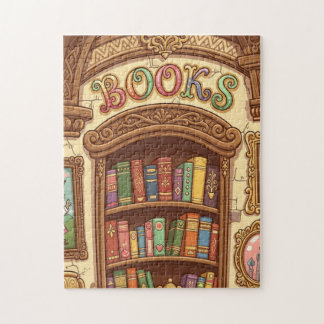 Quebra-cabeça Amantes de Livros Estante de Livros de Desenhos An