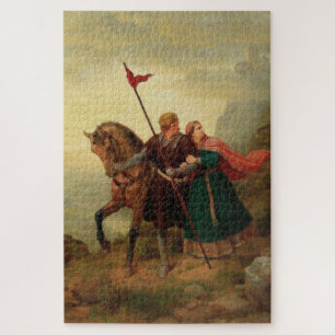 Quebra-cabeça Amantes medievais fugindo com seu cavalo