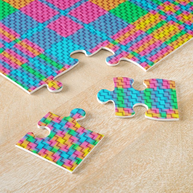 Quebra-cabeça amarelo azul e Xadrez verde (Lateral)