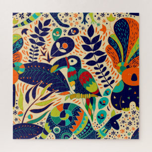 Quebra-cabeça Amarelo Floral: Papel de parede tropical brilhante