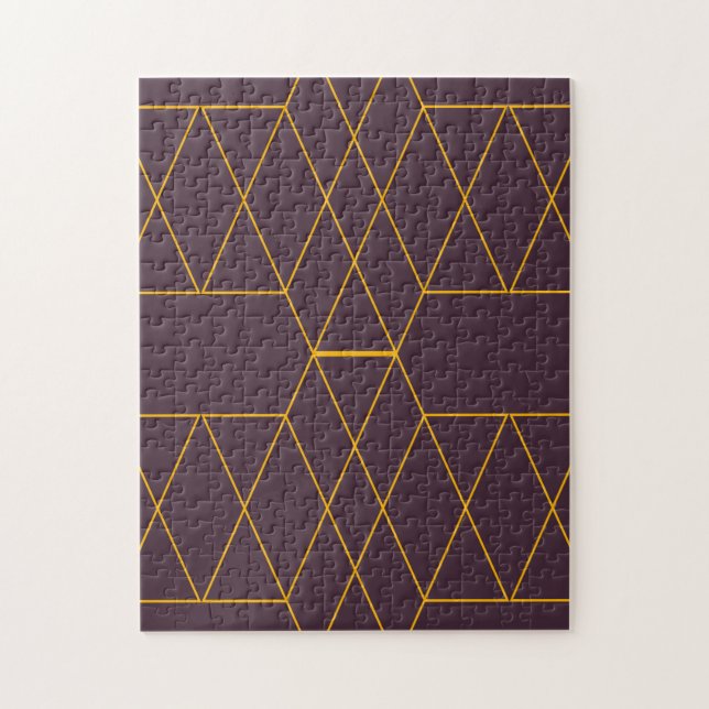 Quebra-cabeça Amarelo, roxo, simples, gráfico geométrico moderno (Vertical)